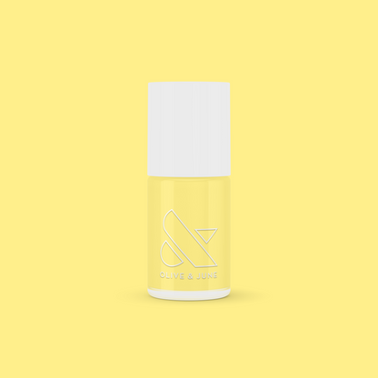 Bright & Focused yellow gel polish bottle by Olive and June for a creative, long-lasting at-home manicure or mani.