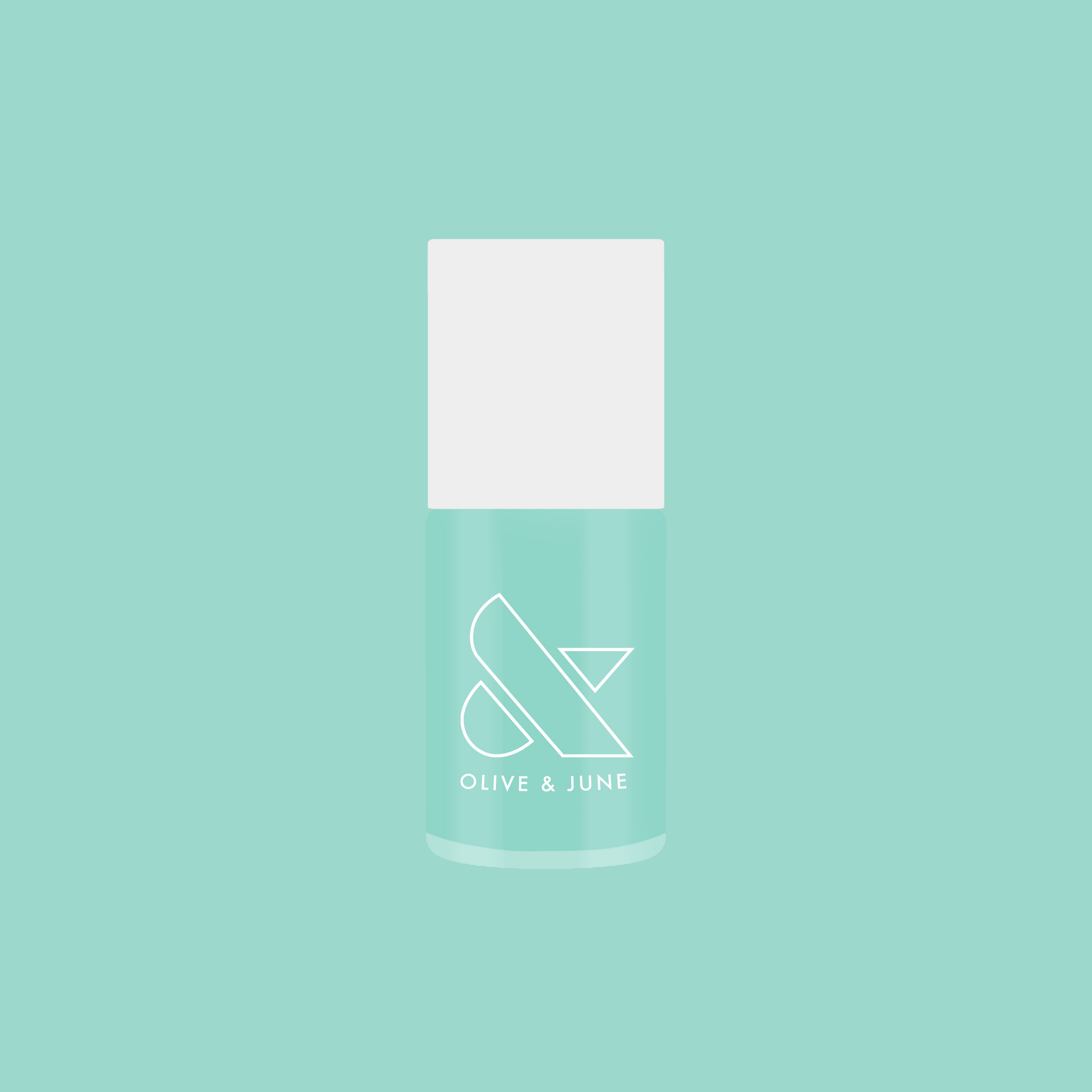 Bottle of All Manis on Deck gel polish in bright blue-green shade against matching background