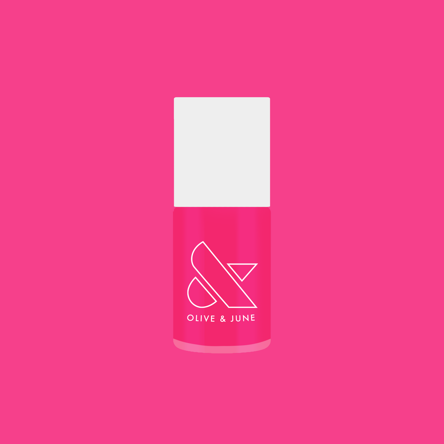 Bright hot pink Love All nail polish bottle by Olive and June for quick-dry, long-lasting at-home manicure looks