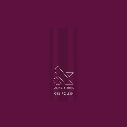 Plaza - Gel bottle with deep mulberry purple gel polish for a rich, long-lasting manicure by Olive and June