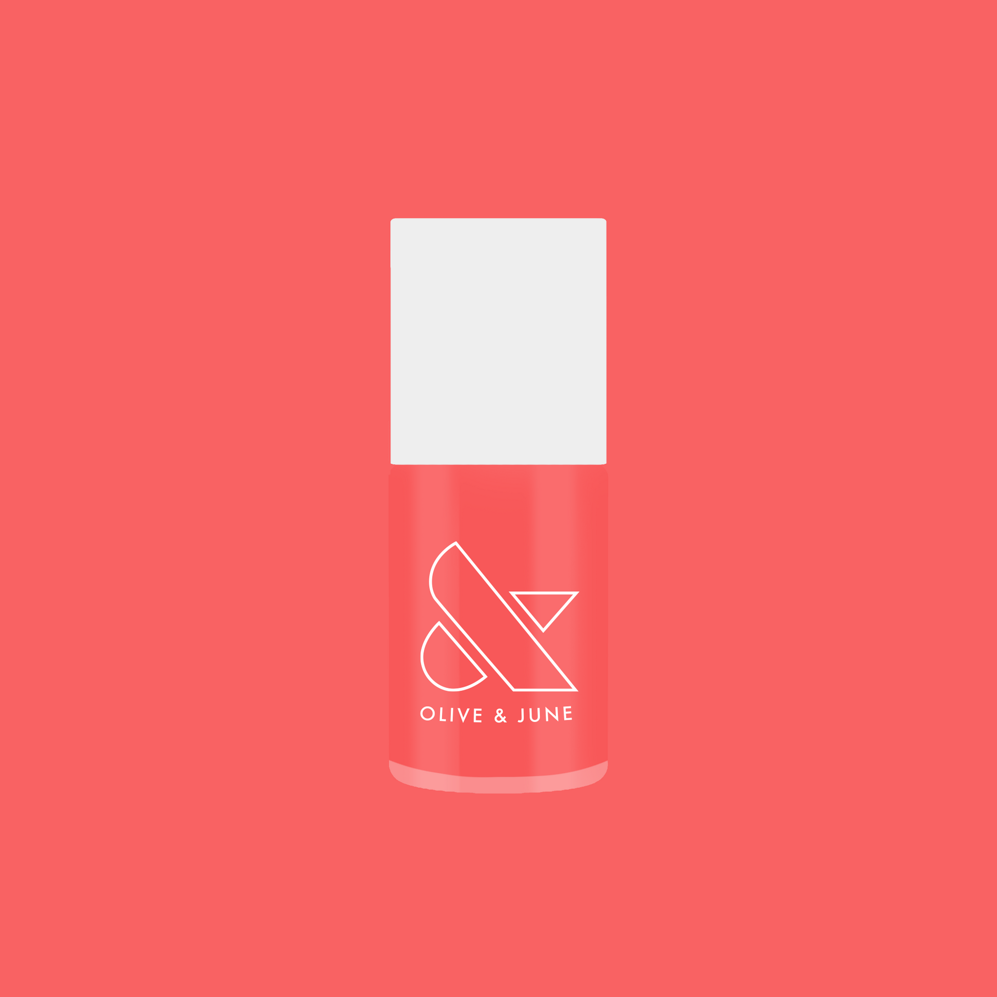Perfect Pinwheel coral gel polish bottle by Olive and June for long-lasting at home manicures with a vibrant finish