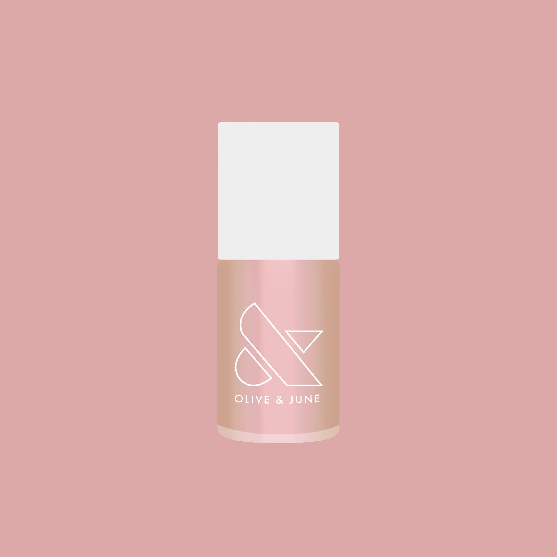 Olive and June Sandy Scallop gel polish bottle showing a creamy milky golden iridescent quick dry polish
