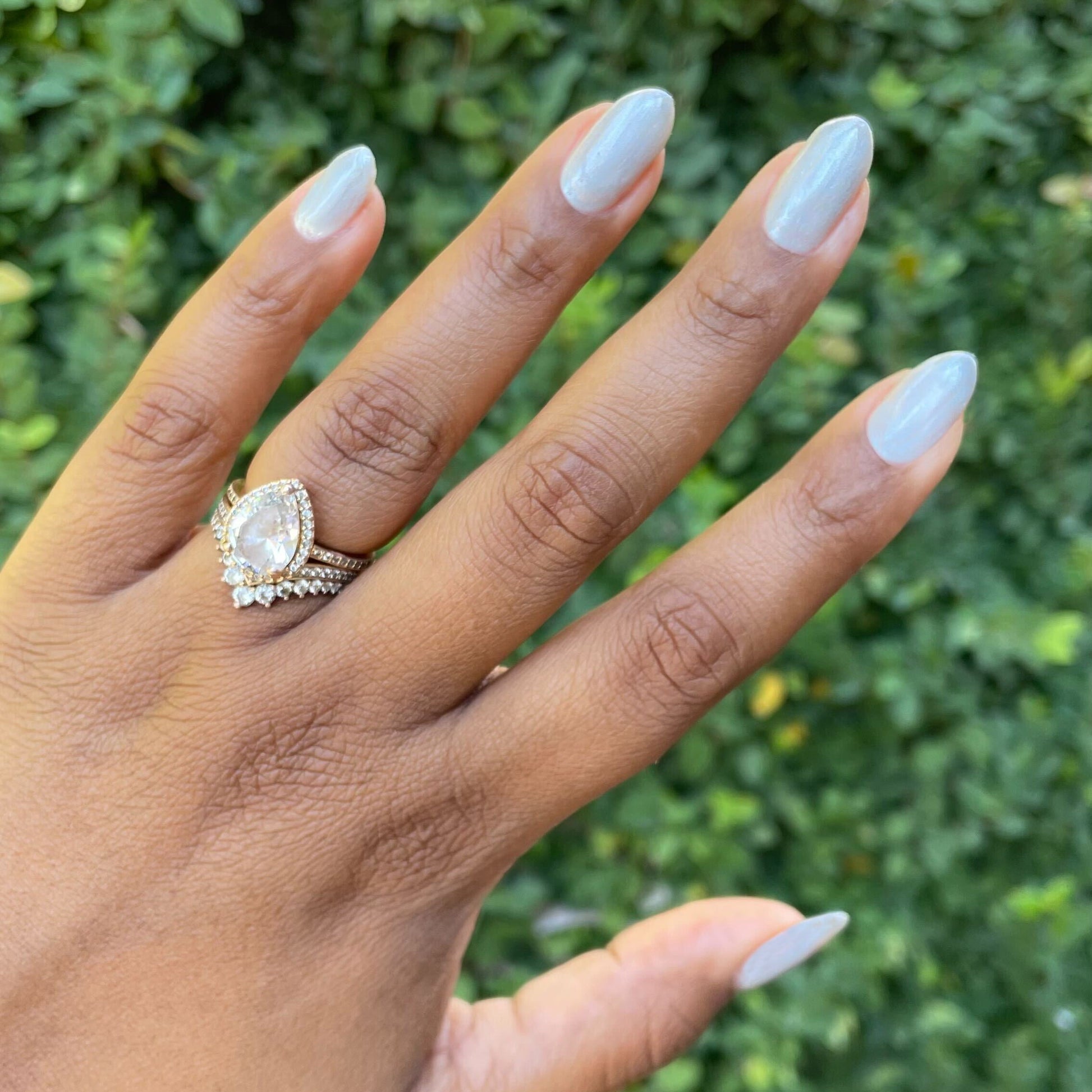 Cosmic Silver - Gel subtle metallic silver gel polish manicure on medium natural oval nails by Olive and June