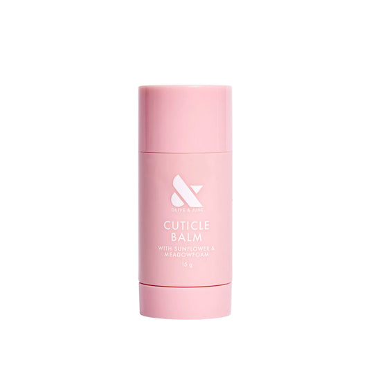 Cuticle Balm in a soft pink stick applicator for easy hydration of dry, cracked cuticles during at-home manicures