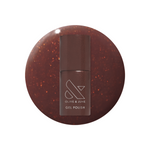 Bottle of Goal Getter - Gel nail polish in rich chocolate shade with subtle golden shimmer for a long-lasting mani