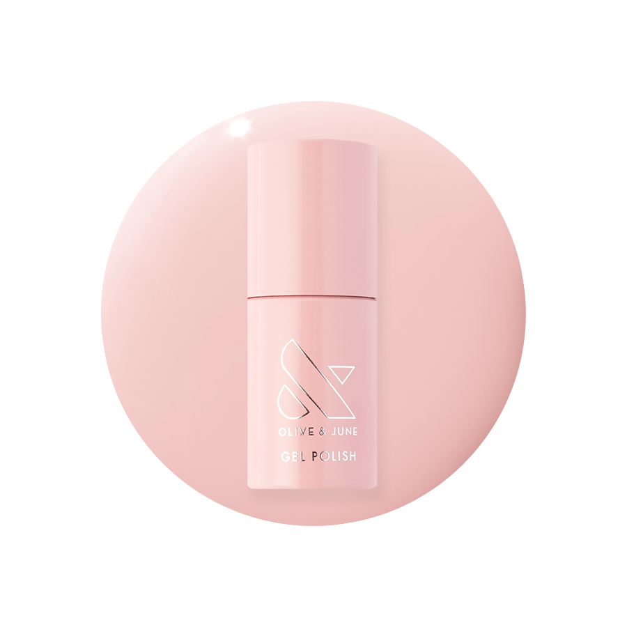 HZ - Gel neutral rosy gel polish bottle on matching soft pink background for long-lasting mani polish