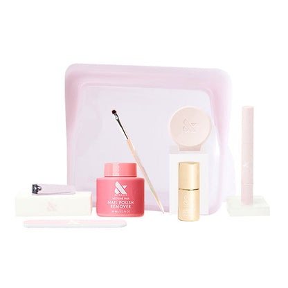 The Quick Dry Mani System - 6 Polishes including remover, brush, tools, and case for easy at-home manicure and quick polish drying